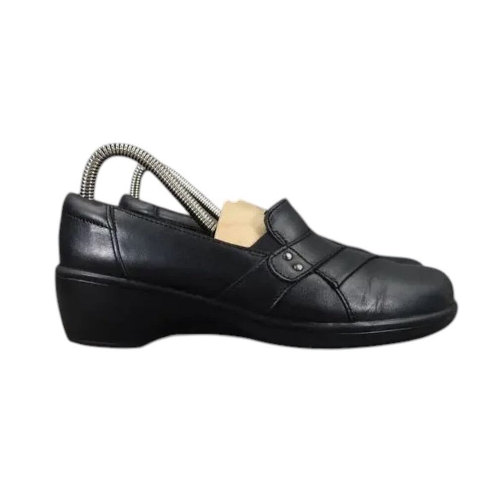 Clarks Shoes Womens 7 Clog Slip On Fashion Comfort Leather Career Walking Black
